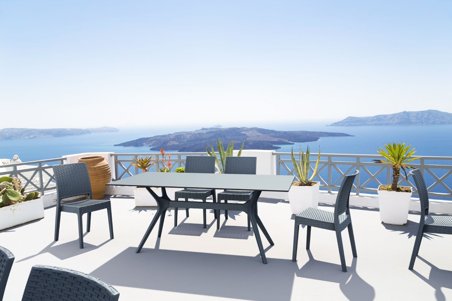 Ibiza Rectangle Dining Table 71 inch Rattan Gray ISP865-DG - 2