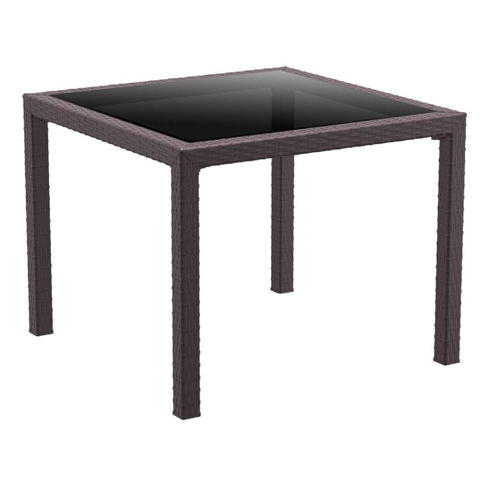 Miami Resin Wickerlook Square Dining Table Brown 37 inch ISP870-BR
